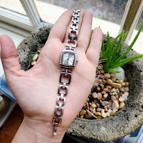 Silver rhinestone watch hot sale