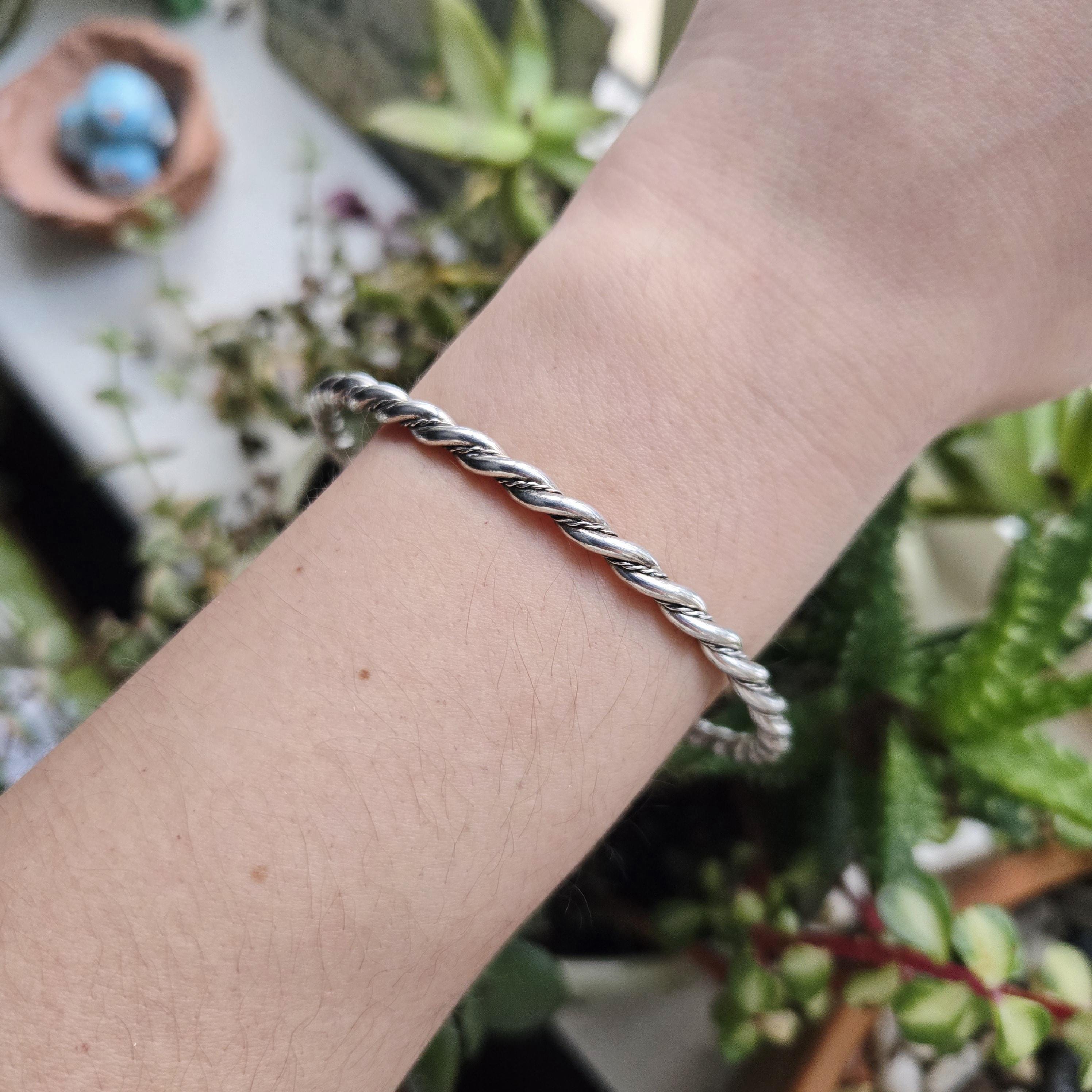 Vintage Classic Simple Silver Twist Bangle Bracelet - Etsy
