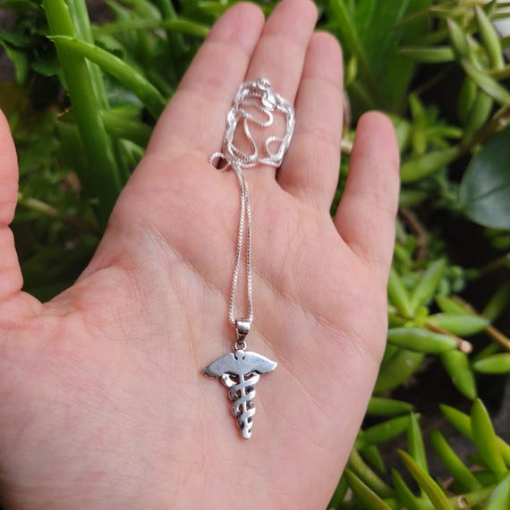 Solid 925 Sterling Silver Simple Caduceus Staff o… - image 8