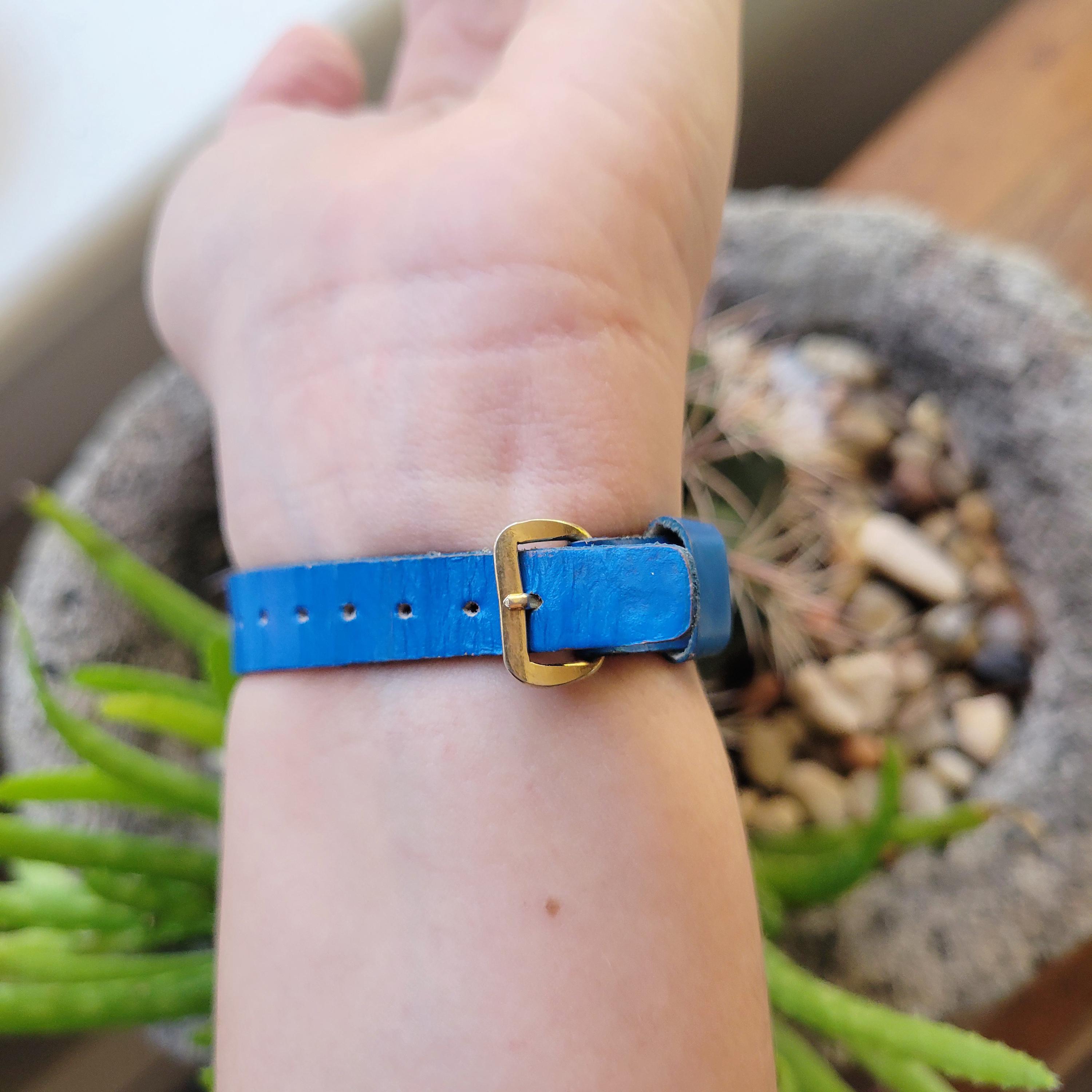 Vintage Mickey Mouse Small Blue Leather Dainty Gold Women