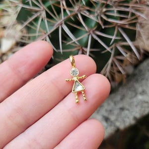 Vintage April White Birthstone Girl Crystal Charm Pendant