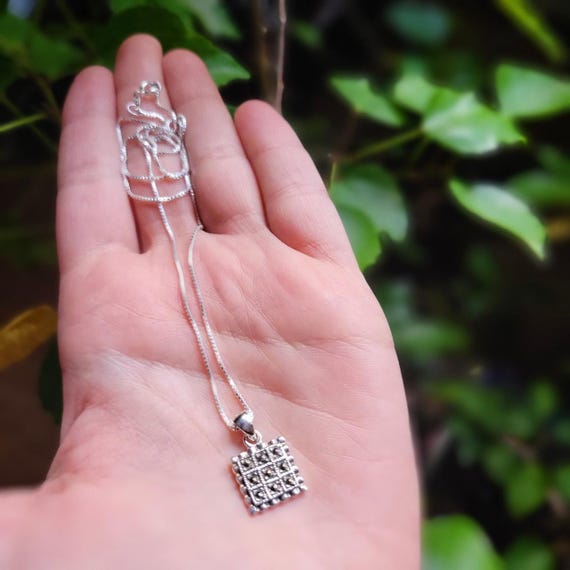 Solid 925 Sterling Silver Marcasite Necklace - image 2