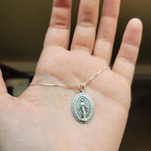 Neue Handgemachte 925 Sterling Silber Französische Jungfrau Maria Wundertätige Medaille Medaillon Halskette