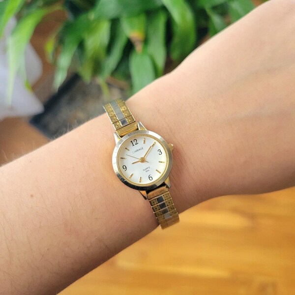 Timex Carriage Dainty Srebrny i Złoty Złoty Damski Klasyczny Rozciągliwy Zegarek Damski