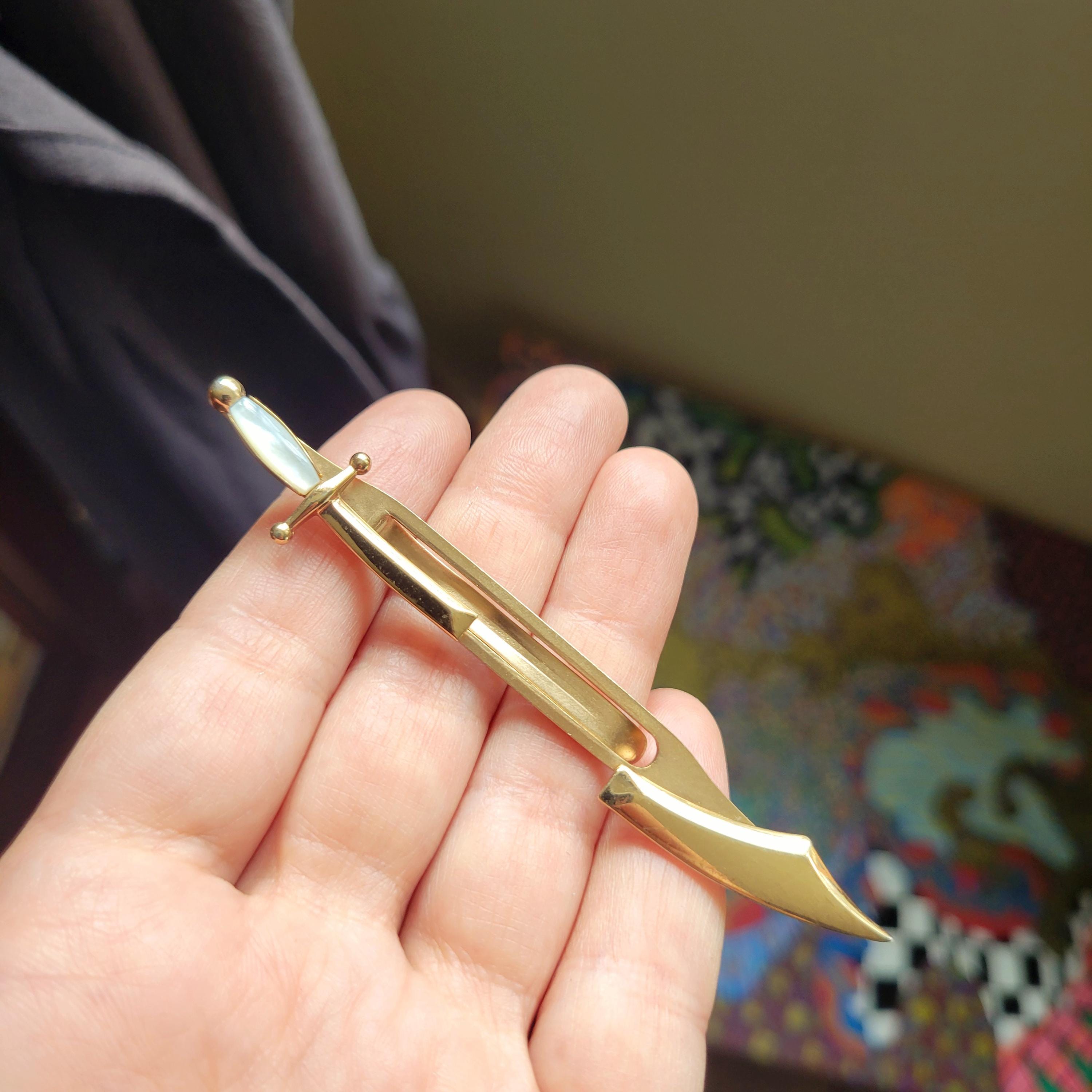Vintage Swank Gold Mother of Pearl Ninja Sword Tie Clip - Etsy