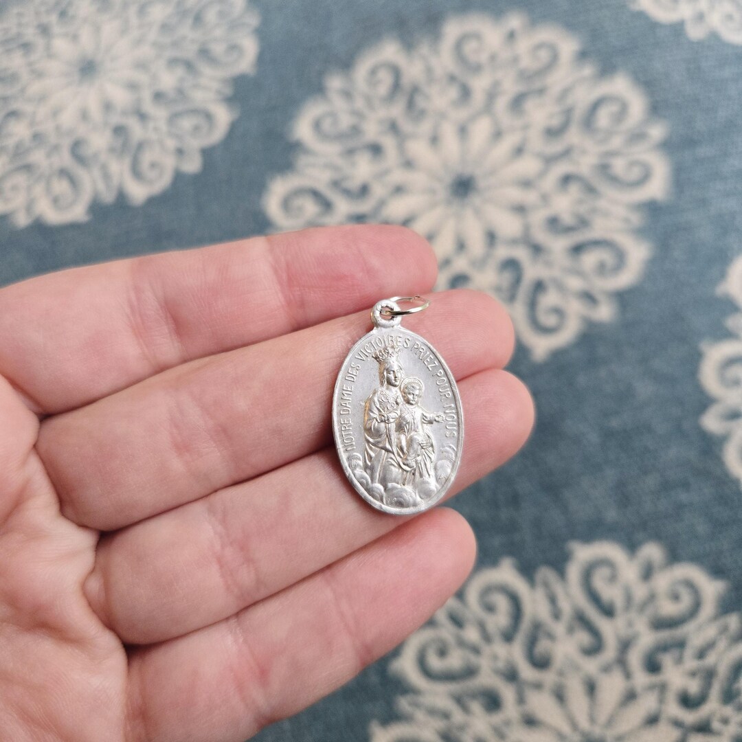 Vintage Dainty Silver French Notre Dame Des Victoires Our Lady of ...