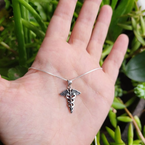 Solid 925 Sterling Silver Simple Caduceus Staff o… - image 4