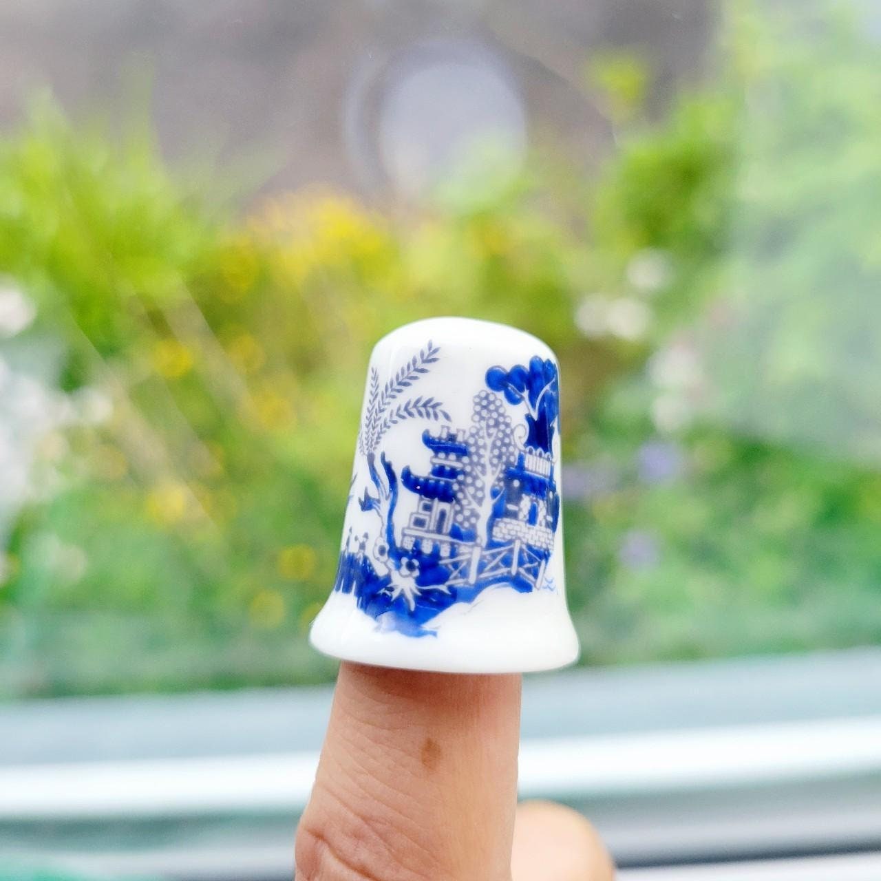 Vintage Japanese City & Flower Thimble - Etsy