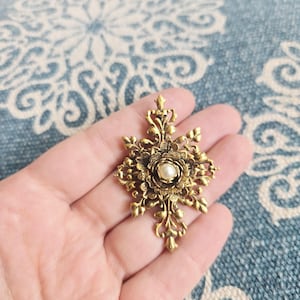 Vintage Viktorianische Jugendstil Gold Perle Anhänger & Anstecknadel