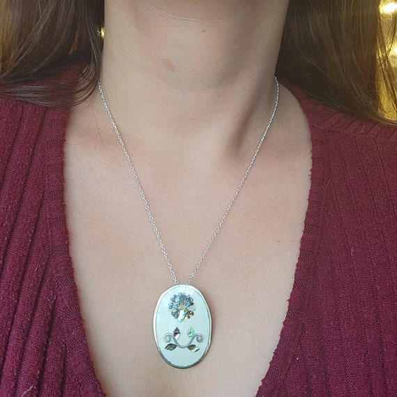 Vintage Mexican Alpaca Abalone Mother of Pearl Ne… - image 9