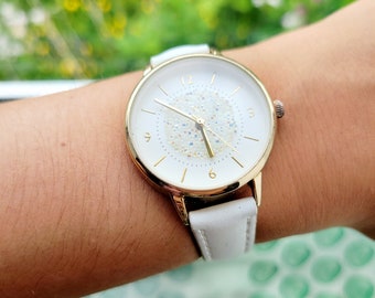 Classic White & Gold Sparkle Watch - Etsy display picture 1