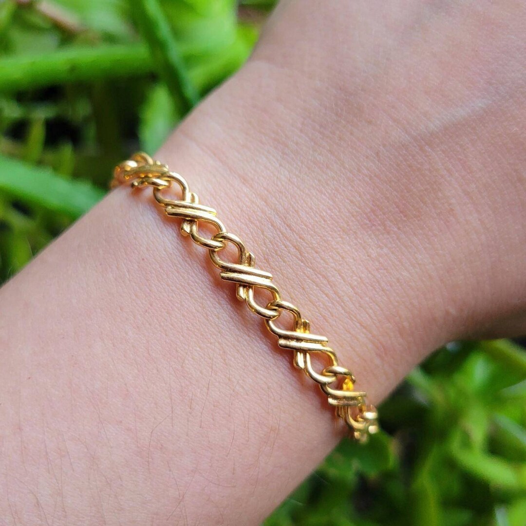 Vintage Dainty Gold Chain Link Bracelet Etsy