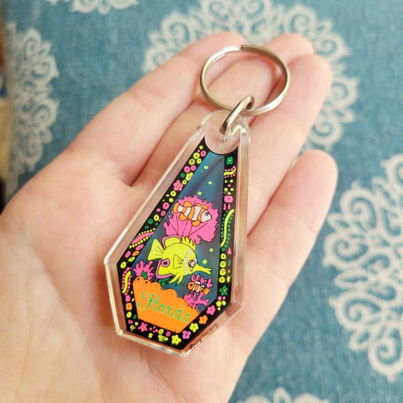 Vintage Neon Fish Florida Keychain