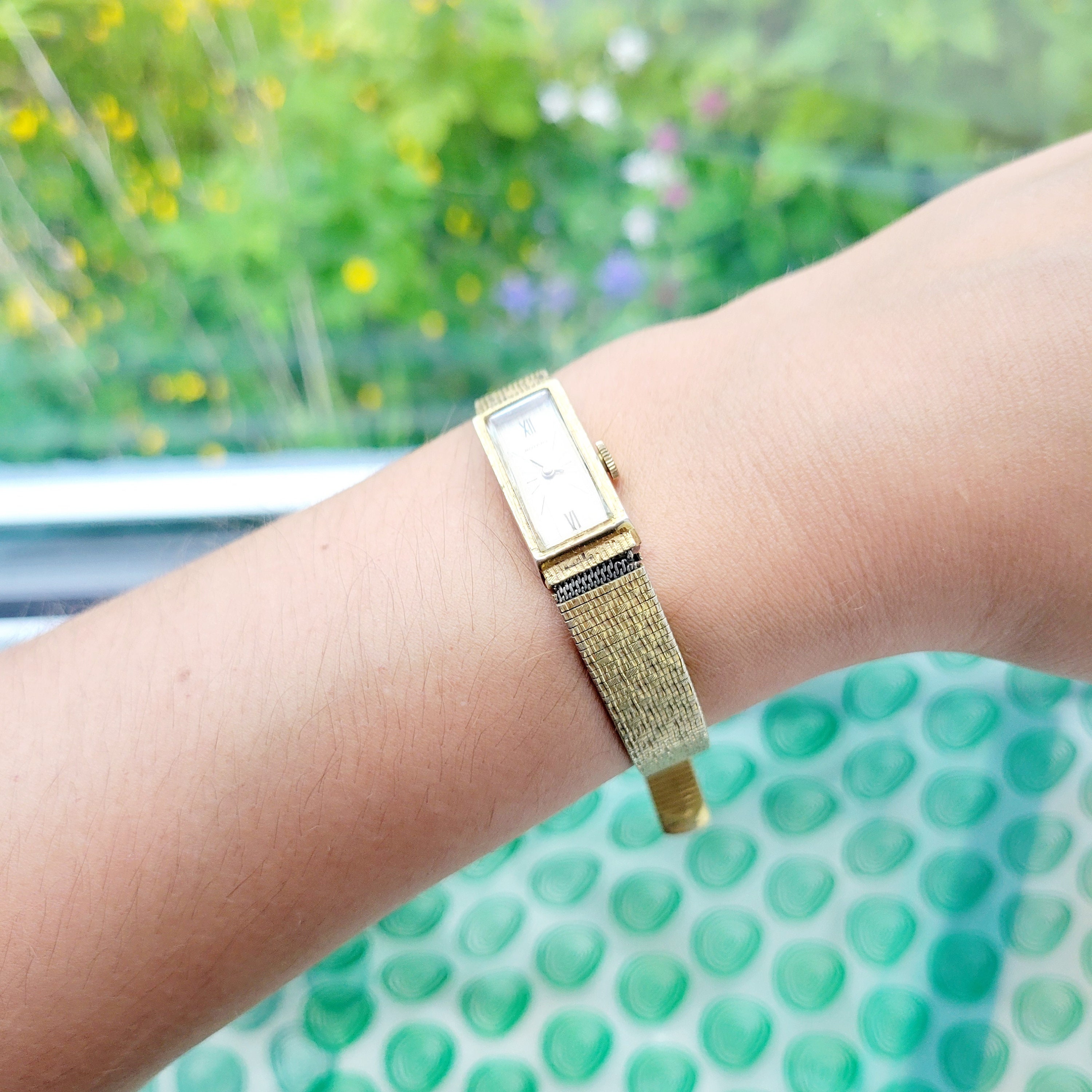 Vintage Swiss Rotary Gold Roman Numerals Dainty Classic Watch Rotary Swiss mini rectangle ❌SOLD❌ This is a vintage  main image 3