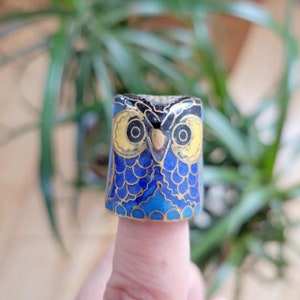 RARE* Vintage Cloisonne Bird Owl Thimble