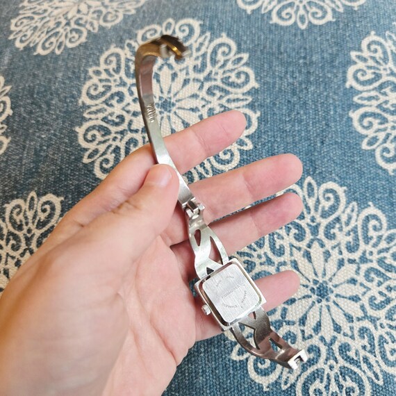 Vintage Classic Silver Square Rhinestone Quartz Watch - Etsy  display picture 3