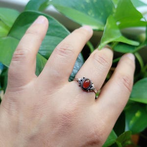 Vintage 925 Sterling Silver Carnelian Ring, size 6.25