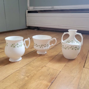 Vintage Royal Tara Irland Shamrock Creamer 3-teiliges Set