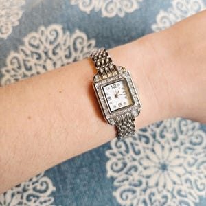 Vintage Silver Rhinestone Watch
