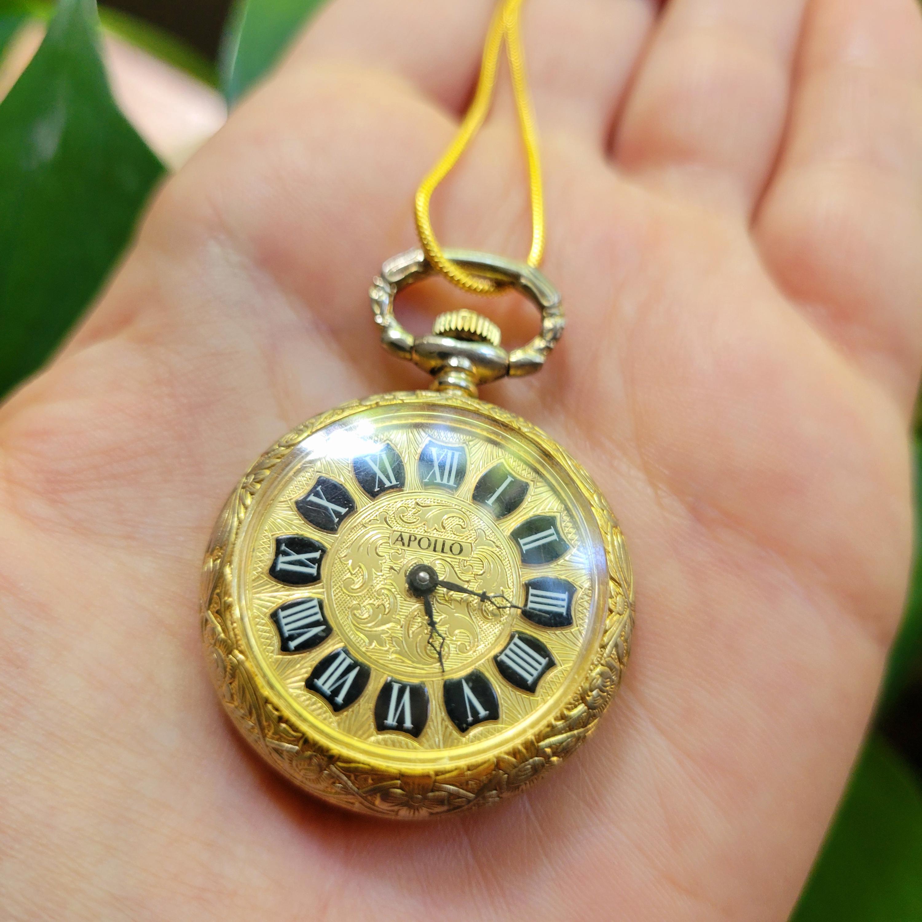 RARE* Vintage Apollo Scorpion Roman Numerals Dainty Gold Pocket Watch ...