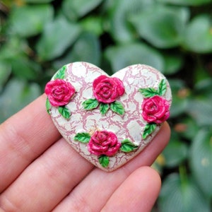Vintage Wooden Heart Brooch Pin