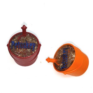 Petoskey Sand Pail Magnet – 3D Printed with Real Sand & Resin | Red or Orange | 1&quot; Square Fridge Magnet