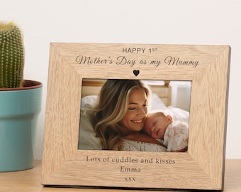 Happy First Mothers Day As My Mummy Wood Photo Frame, Mothers Day Frame, First Mothers Day, Personalised Engraved Gift for New Mum
