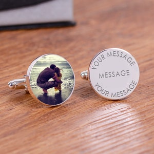 Personalised Photo and Message Cufflinks, Photo Cufflinks, Photo Upload Cufflinks, Wedding Photo Cufflinks afbeelding 4