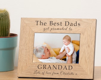 Promoted To Grandad Photo Frame, New Grandad Gift, Personalised Grandad Father's Day Gift, Grandpa Photo Frame, Grandparent Gift