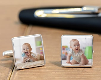 Photo Cufflinks, My Kids Photo Cufflinks, Daddy Photo Cufflinks, Photo Upload Cufflinks, Square Photo Cufflinks