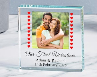 Our First Valentines Day Photo Glass Token, Our First Valentines Glass Gift, Valentines Day Photo Glass Token, First Valentines Day Photo