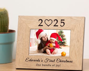 Baby's First Christmas Wood Photo Frame, First Christmas Frame, 1st Christmas Photo Frame, Baby's 1st Christmas Photo Frame
