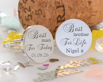 Best Man Cufflinks, Best Brother For Life Cufflinks, Brother Cufflinks, Engraved Best Man Brother Cufflinks, Brother of the Groom Cufflinks