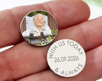 With Us Today And Always Photo Cufflinks, With Us Today Wedding Cufflinks, Memorial Wedding Photo Cufflinks, Absent Parent Photo Cufflinks