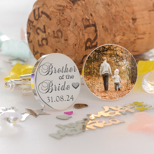 Brother Of The Bride Photo Cufflinks, Brother Of The Bride Cufflinks, Wedding Photo Cufflinks, Brother of the Bride Gift, Brother Cufflinks