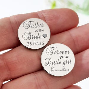 Father of the Bride Cufflinks – Personalised Wedding Gift for Dad – Forever Your Little Girl Engraved Cufflinks from Daughter