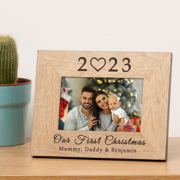 Our First Christmas Wood Photo Frame, First Christmas Frame, 1st Christmas Photo Frame, Family's 1st Christmas Frame, New Baby Frame