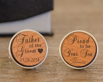 Father of the Groom Wood Cufflinks, Proud To Be Your Son Wood Cufflinks, Father of the Groom Wedding Cufflinks, Groom to Dad Wedding Gift