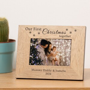 Personalised Our First Christmas Together Wood Photo Frame, 1st Christmas Together Frame, 1st Family Christmas Photo Frame image 5