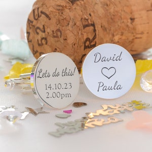 Engraved Lets do this! Date, Time and Names Cufflinks,  Bride to Groom Wedding Cufflinks Gift, Love Heart Names Wedding Cufflinks