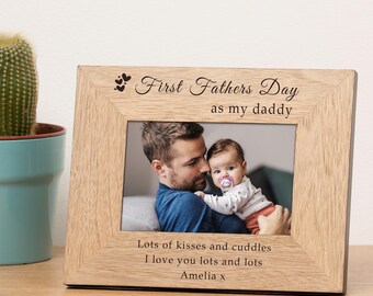 First Fathers Day As My Daddy Wood Photo Frame, First Fathers Day As My Grandad Frame, Happy Fathers  Day Frame, First Fathers Day Gift