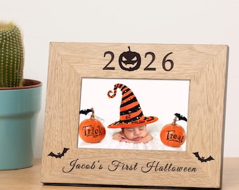 First Halloween Wood Photo Frame, First Halloween Frame, 1st Halloween Photo Frame, Halloween Photoframe, Halloween Frame