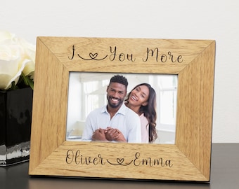 Personalised I Love You More Photo Frame, I Love You More Picture Frame, Personalised Loving Couple Frame, Engraved I Love You More Frame