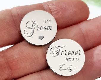 Personalised Engraved Groom Cufflinks – Forever Yours Wedding Keepsake – Custom Mens Gift