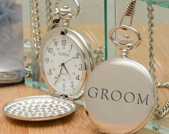 Personalised Groom Wedding Pocket Watch, Groom Pocket Watch, Personalised Wedding Day Pocket Watch for the Groom, Groom Wedding Accessory