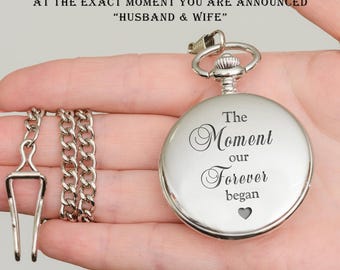 Personalised Wedding Pocket Watch, The Moment Our Forever Began Pocket Watch