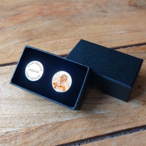 Personalised Photo and Message Cufflinks, Photo Cufflinks, Photo Upload Cufflinks, Wedding Photo Cufflinks image 5