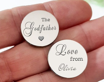 Engraved Godfather Cufflinks, Personalised The Godfather Cufflinks, Godfather Cufflinks, Bespoke Godfather Cufflinks, Christening Cufflinks