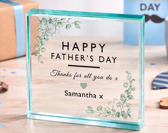 Personalised Father’s Day Gift, Father’s Day Keepsake For Dad, Happy Father’s Day Glass Token, Personalised Dad Gift