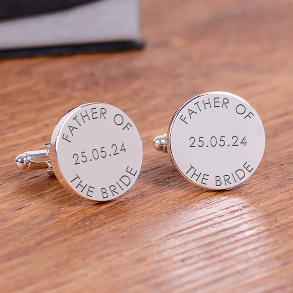 Engraved Father of the Bride Cufflinks, Father of the Groom Cufflinks, Father of the Bride Cufflinks, Engraved Father of the Groom Cufflinks